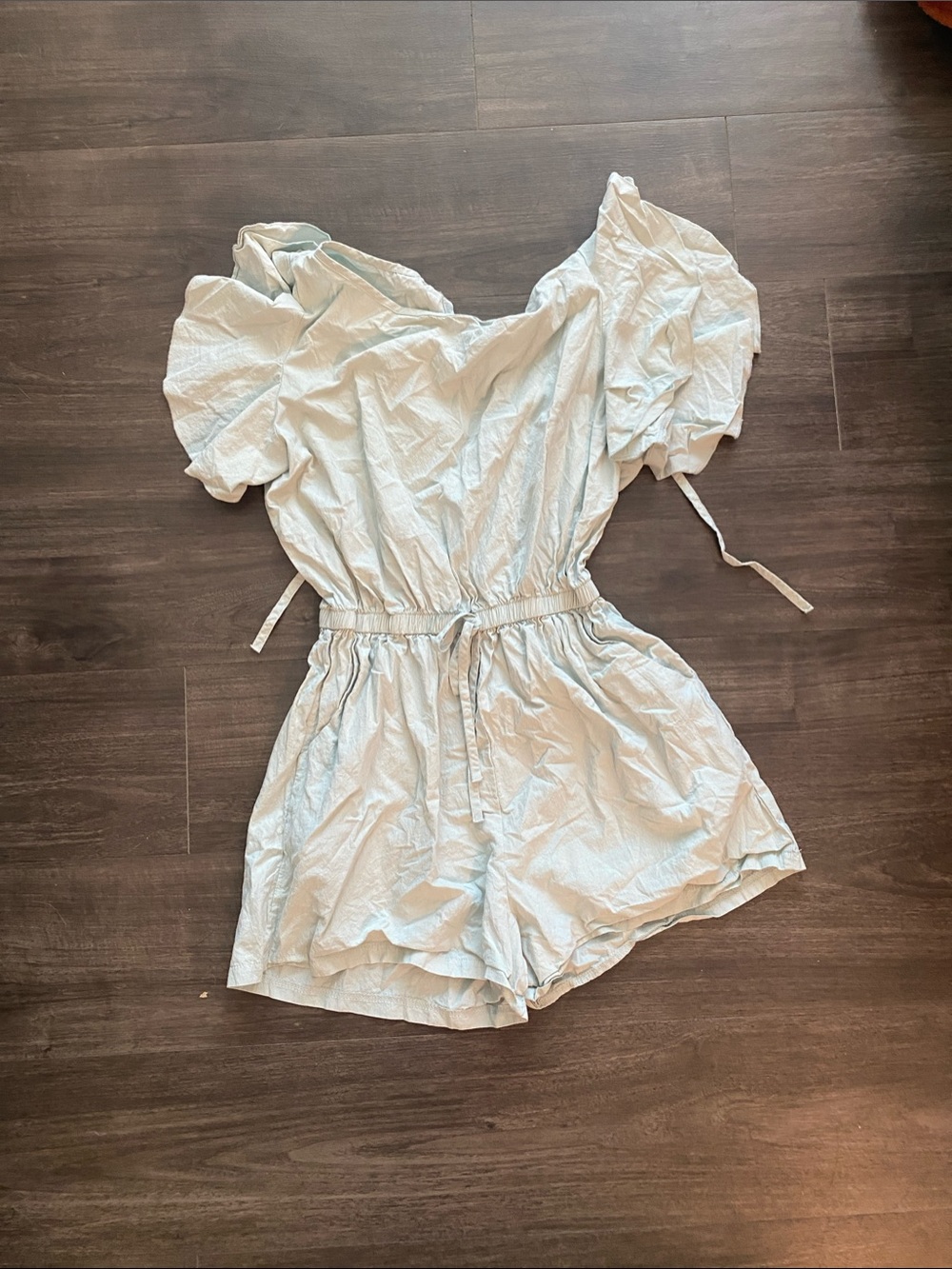 Amazon Light Blue Puff Sleeve Romper